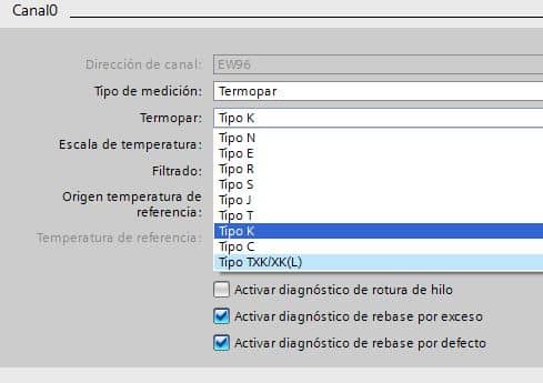 configuracion termopar TIA Portal